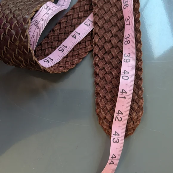 Vintage Y2K Abercrombie &Fitch Wide Basket Weave Leather Belt - Picture 12 of 13